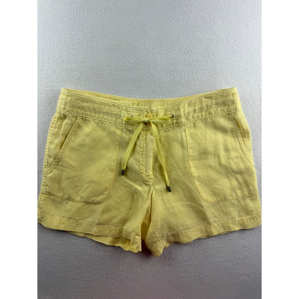 Tommy Bahama Womens Yellow 100% Linen Drawstring Casual Shorts Size 6